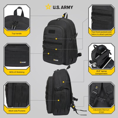 U.S. Army YANKEE Tactical Laptop Backpack, Large, Black (USBYAN18BLK)