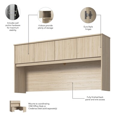 Bush Business Furniture Studio C 72"W Desk Hutch, Natural Elm (SCH172NE)