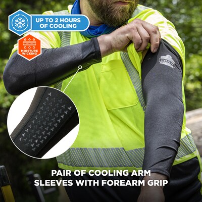 Chill-Its 6691 Cooling Arm Sleeves, Box-Handling Grip, Medium, 1-Pair, Black (12387)
