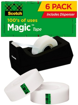 Scotch Magic Invisible Tape with Dispenser, 3/4 x 27.7 yds., 6-Pack (810KC38)