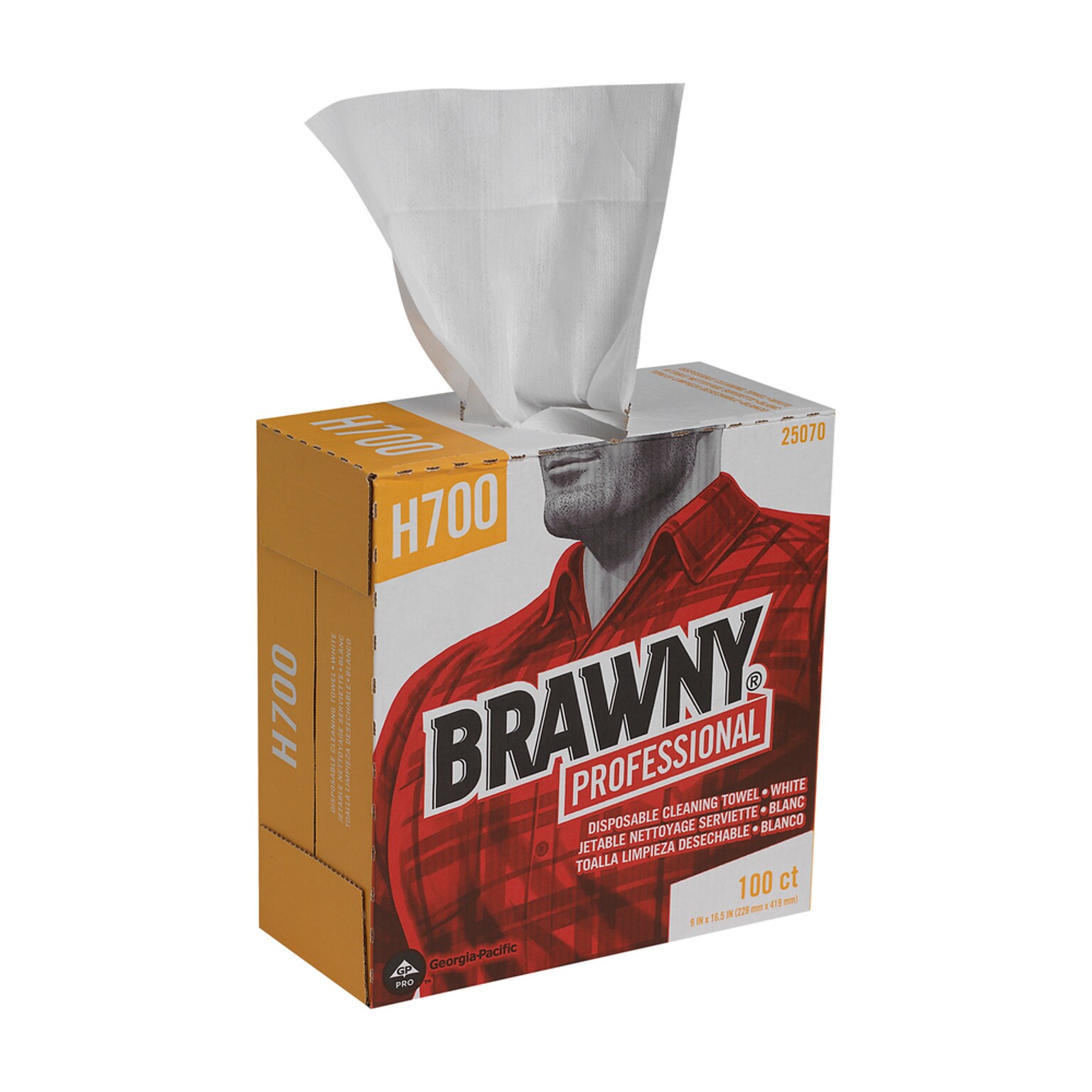 Brawny Professional Heavy Duty Paper Cleaning Wipers, 16.5 x 9.125, White, 100 Wipers/Box (25070)