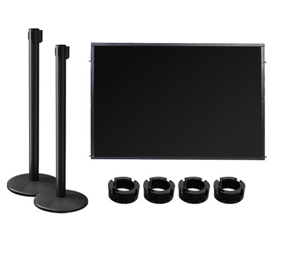 Queue Solutions 34 x 4’ PVC Stanchion Post Panel Kit, Black (PNL4834B-BS-4COL)