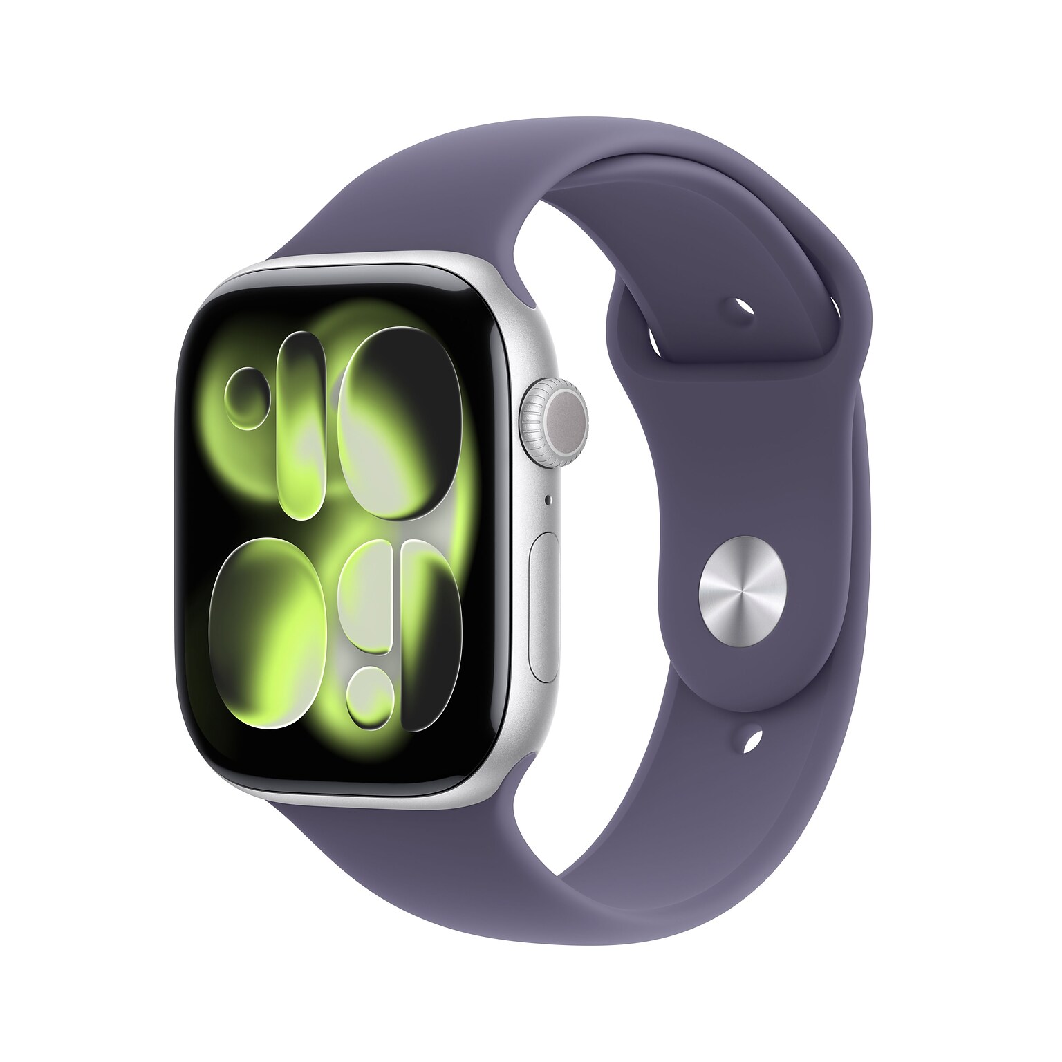 Apple Watch Series 11 GPS + Cellular Smartwatch, 46mm, Silver Aluminum Case with Purple Fog Sport Band, Small/Medium (MFCP4LW/A)