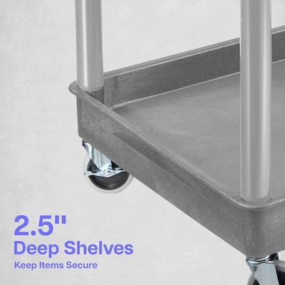 Luxor ENDURA 2-Shelf Utility Cart, Gray (STC11-G)