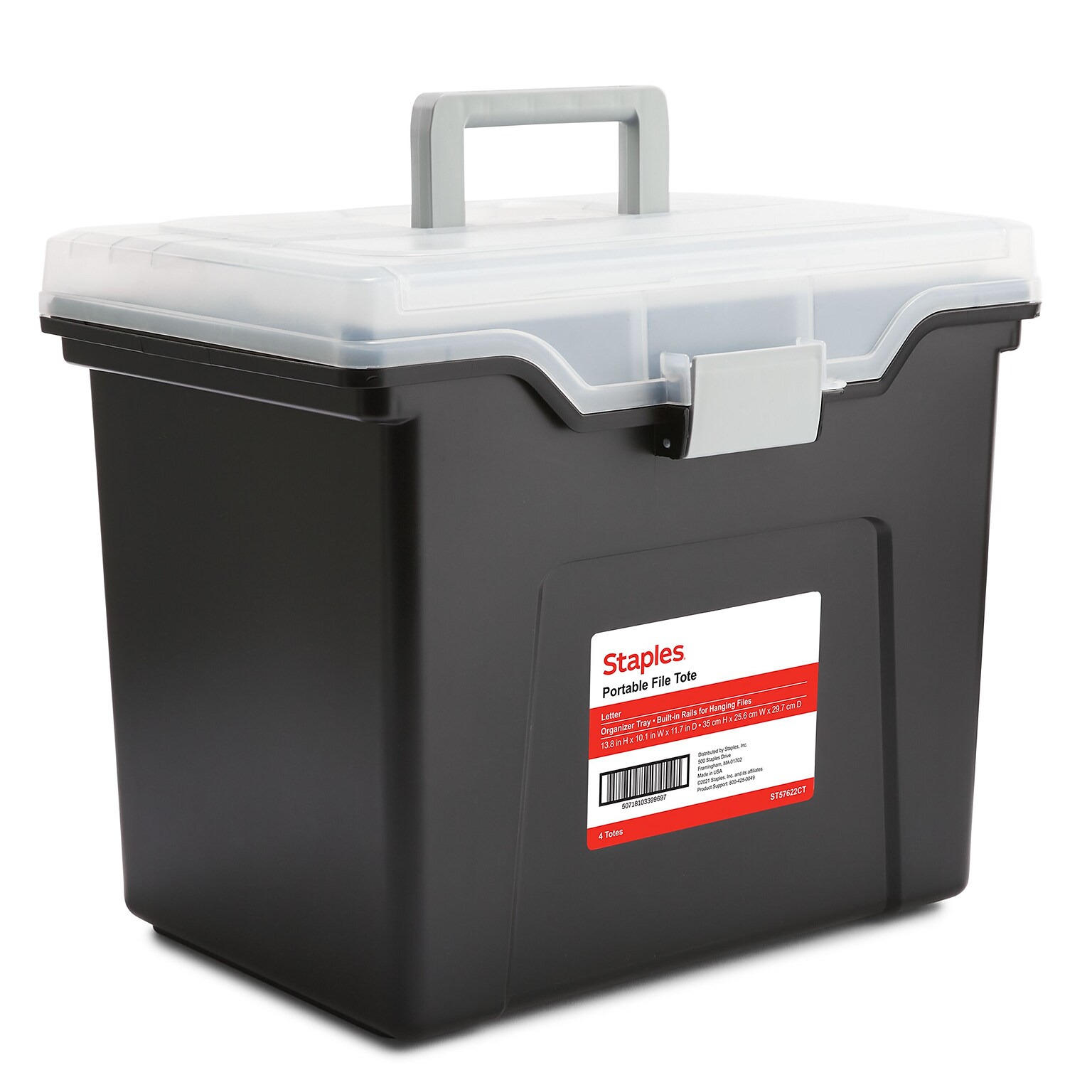 TRU RED™ Weather-Resistant File Box, Letter, Black, 4/Carton (TR57622CT)