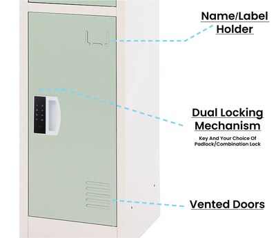 AdirOffice 72"H 3-Tier Misty Green Storage Locker (ADI629-203-MGRN-DL)