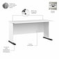 Bush Business Furniture Studio A 60"W Computer Desk with 3 Drawer Mobile File Cabinet, White (STA002WHSU)