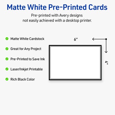Avery Double Black Border Matte Blank Card, White, 20/Pack (S00-DM5)