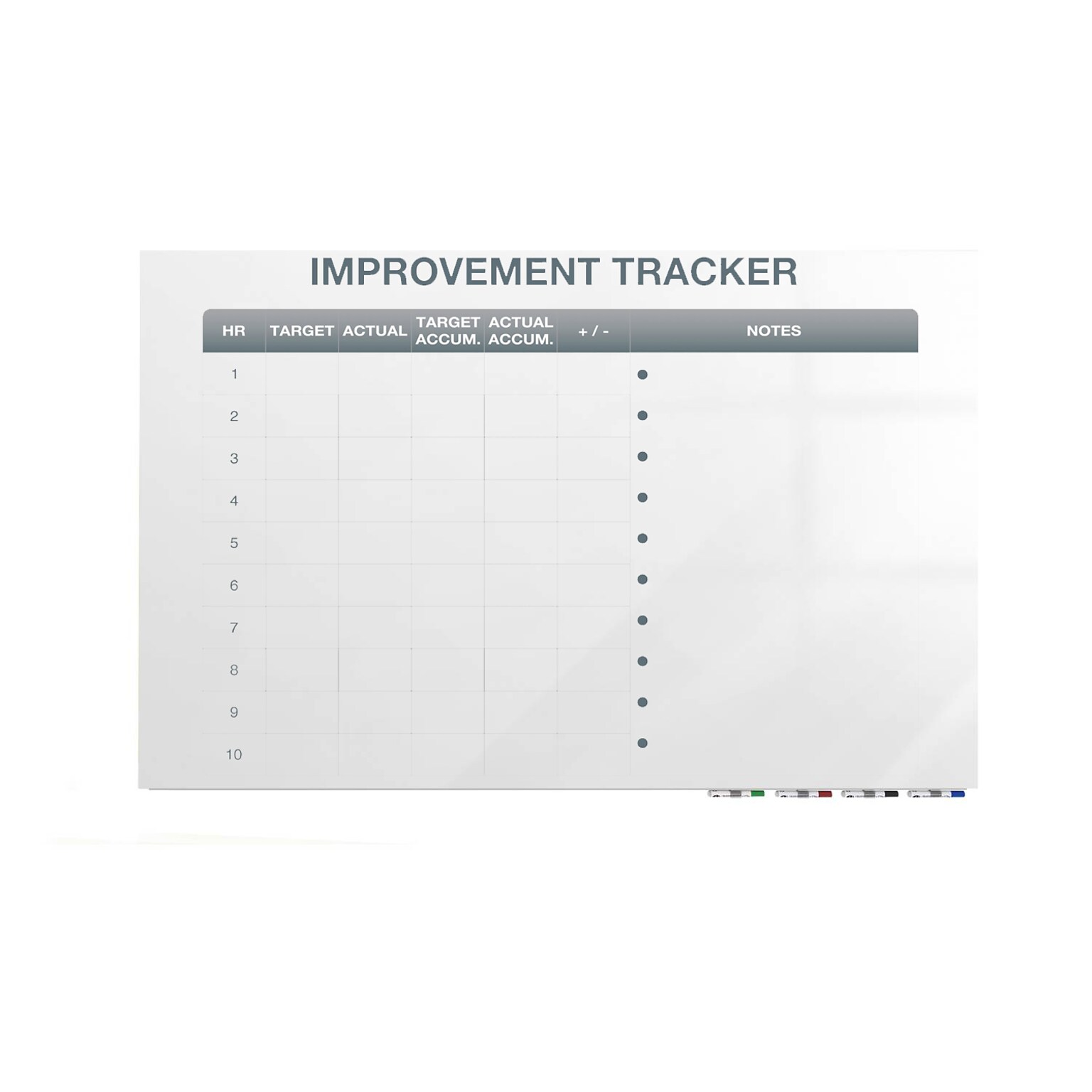Ghent Manufacturing Aria Low Profile Glassboard, Improvement Tracker 2, Magnetic, 3H x 4W (GRPARIASM03V-34)