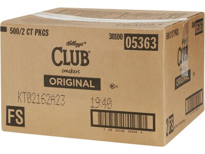 Kelloggs Club Original Crackers, 0.25 oz., 500 Packs/Box, 500/Pack ( 033451 )