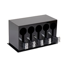 Mind Reader Plastic 5-Compartment Utensil Dispenser Silverware Organizer, Black (5CSTOR-BLK)