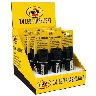Pennzoil 14 LED Flashlight, 35 Lumens, 12/Pack, 4 Packs/Carton (14741)