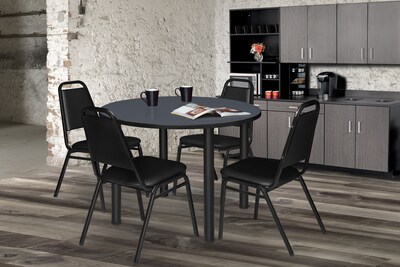 Regency Kee 42" Round Breakroom Table- Grey/ Black