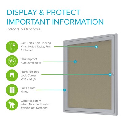 Ghent 24" H x 18" W Enclosed Vinyl Bulletin Board with Satin Frame, 1 Door, Caramel (PA12418VX-181)
