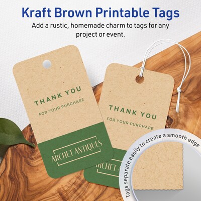 Avery 2 x 3-1/2  Blank Price & Merchandise Tags, Kraft Brown, 80/Carton (95323-KMT10)