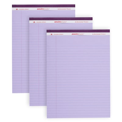 Roaring Spring Paper Products Enviroshades Notepad, 8.5 x 11.75, Wide Ruled, Orchid, 50 Sheets/Pad, 3 Pads/Pack (74143)