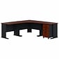 Bush Business Furniture Cubix 84"W Corner Desk with Mobile File Cabinet, Hansen Cherry/Galaxy (SRA041HCSU)