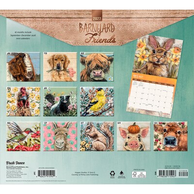 2027 BrownTrout Barnyard Friends 14 x 12 Monthly Wall Calendar, Assorted Colors (9798330715947)