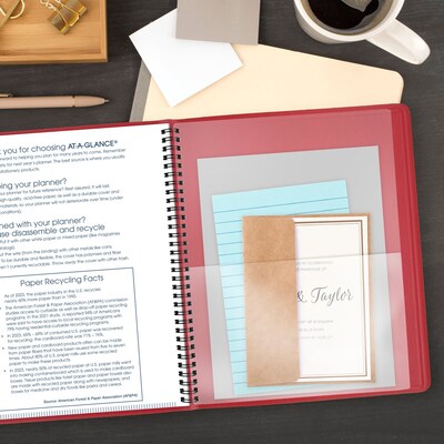 2027-2028 AT-A-GLANCE 9" x 11" Calendar Year Monthly Planner, Faux Leather Cover, Red (70-250-13-27)