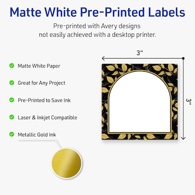Avery Square Laser/Inkjet Multipurpose Labels, 3 x 3, White, 60/Pack (19479370829)