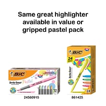 BIC Brite Liner Stick Highlighters, Chisel, Assorted, Dozen (30221)