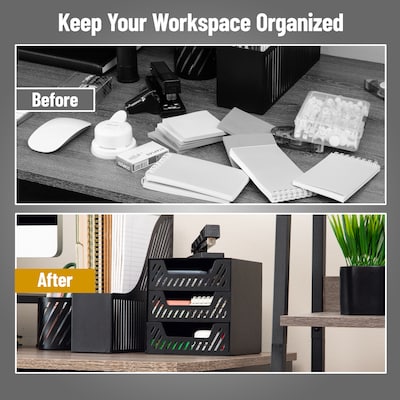 Mind Reader Metal Desk Organizer, Black (3SLDR-BLK)