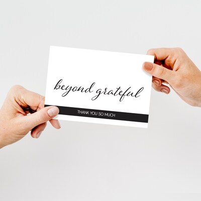 Great Papers Simply Beyond Grateful General Use Thank You Notecard Kits, Black/White, 50/Pack (2025031)