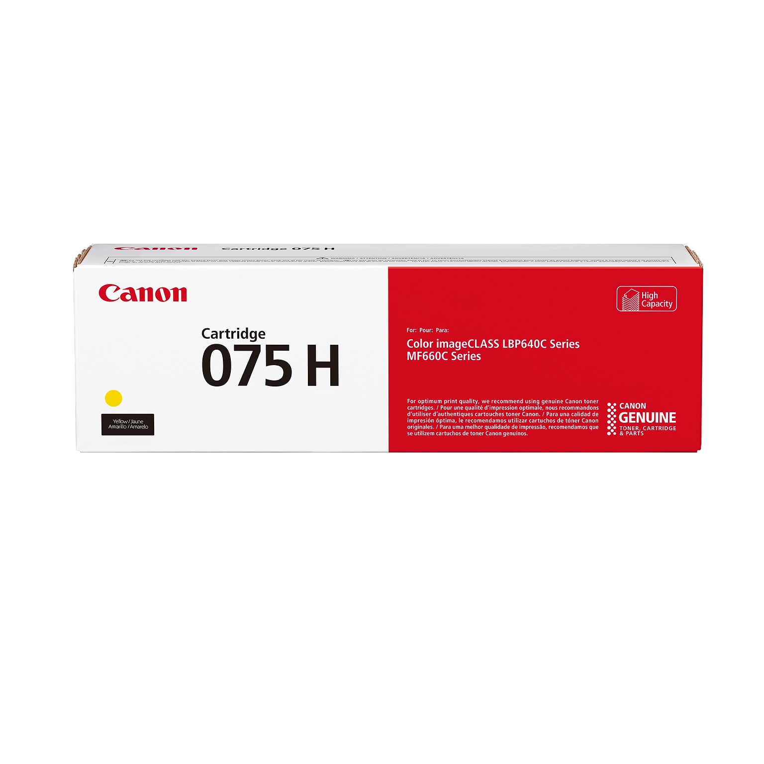 Canon 075 Yellow High Yield Toner Cartridge, Prints Up to 2,500 Pages (6366C001)