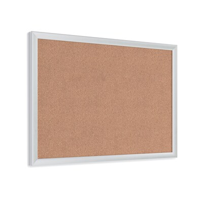 U Brands Cork Bulletin Board, 23" x 17", Silver Aluminum Frame