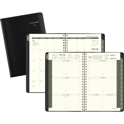 2027 AT-A-GLANCE Recycled 5 x 8 Weekly & Monthly Appointment Book Planner, Faux Leather Cover, Black (70-100G-05-27)