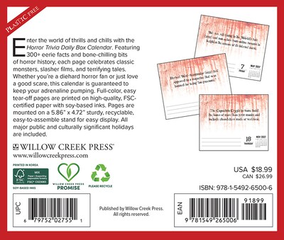 2027 Willow Creek Horror Trivia  5.4 x 6.2 Day-to-Day Calendar (65006)
