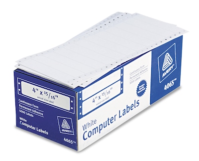 Avery Computer Labels, Dot Matrix Labels and Pin-Feed Labels, 15/16 x 4, White, 5,000 Labels/Pack