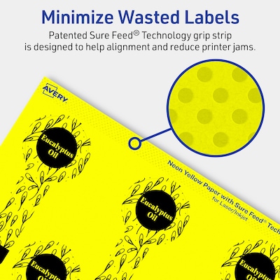 Avery Lollipop Laser/Inkjet Multipurpose Labels, 1.5" x 4", Neon Yellow (80/Pack)