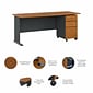 Bush Business Furniture Cubix 72W Desk with Mobile File Cabinet, Natural Cherry/Slate (SRA013NCSU)