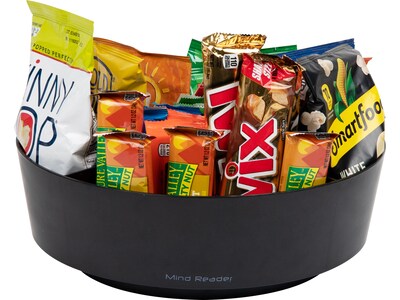 Mind Reader Plastic 4-Compartment Snack Carousel Organizer Snack Tray, Black (LAZSNACK-BLK)