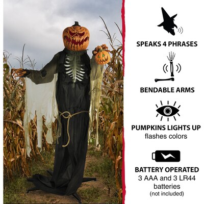 Haunted Hill Farm Life-Size Poseable Pumpkin Man (HHPUMP-2FLS)