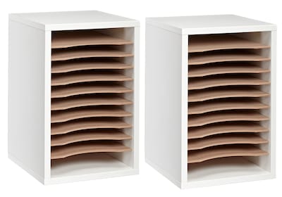 AdirOffice 500 Series 11-Compartment Literature Organizers, 10.75 x 11.75, White, 2/Pack (500-11-W