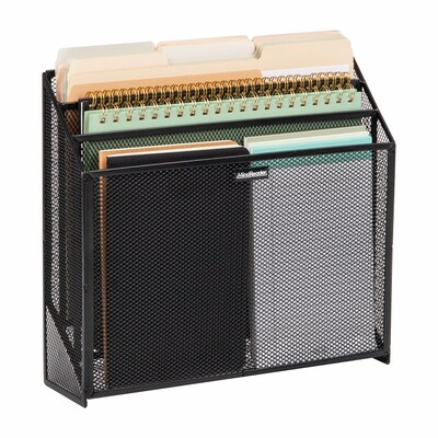 Mind Reader 3-Pocket Metal Mesh Mountable Wall File, Letter Size, Black (WAFIST3-BLK)