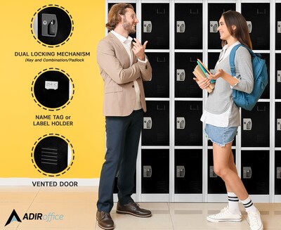 AdirOffice 72'' 4-Tier Black Storage Locker, 4/Pack (629-204-BLK-4PK)