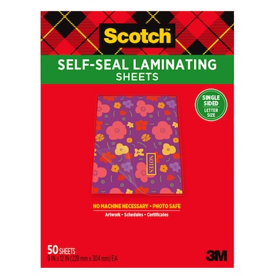 Scotch™ Self-Seal Single-Sided Laminating Sheets, Letter, 50/Pack (LS854SS-50)