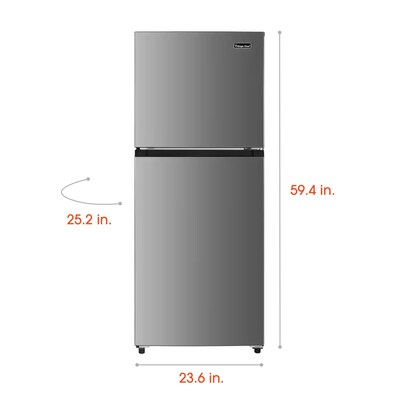 Magic Chef Refrigerator w/Freezer, 10.1 Cu. Ft., Platinum Steel (HMDR1000ST)