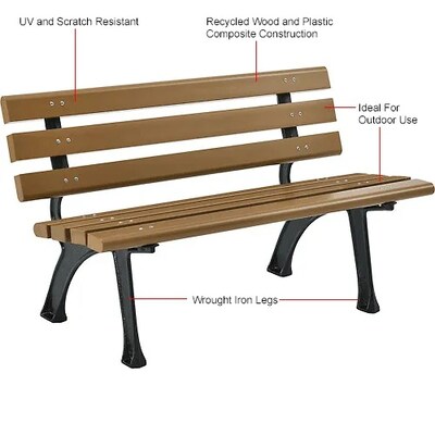Global Industrial 4' Park Bench w/ Backrest, Tan (240125TN)