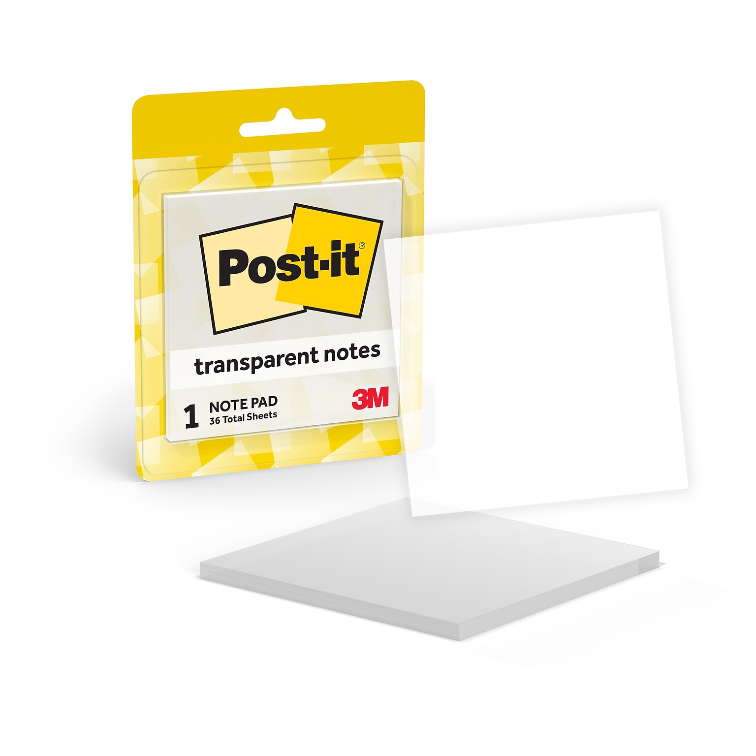 Post-it Sticky Notes, 2.8 x 2.8, Transparent, 36 Sheets/Pad (600-TRSPT)