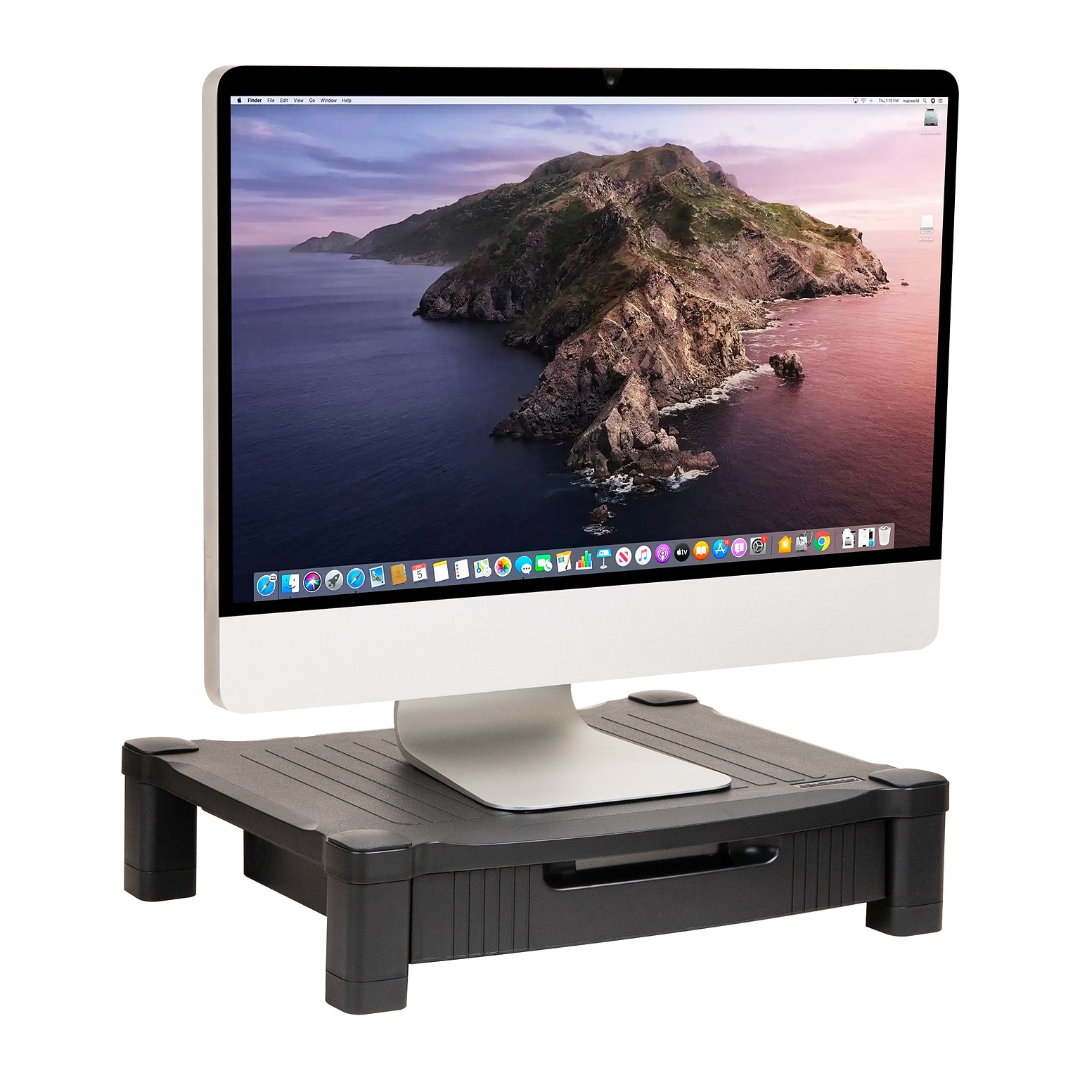 Mind Reader Monitor Stand Riser with Drawer Storage, Black (DRPLMONST-BLK)