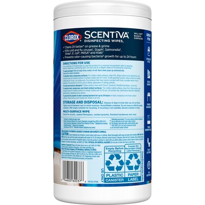 Clorox Scentiva Disinfecting Wipes, Pacific Breeze & Coconut Scent, 75 Wipes/Container (60037)