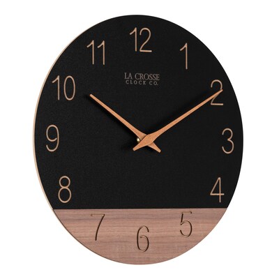 La Crosse Clock 12" Dark Sierra Wood Analog Quartz Wall Clock (404-3630C)