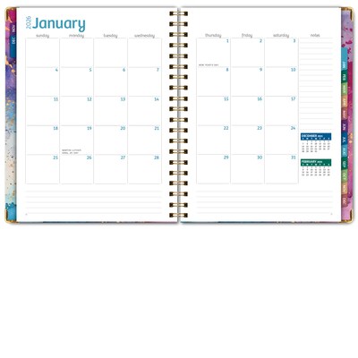 2026 Global Printed Products 8.5" x 11" Weekly & Monthly Planner, Paperboard Cover, Rainbow Gold Marble (FSHN-CY26-8511-36)