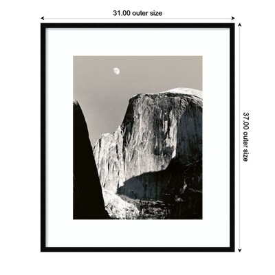 Amanti Art Moon Over Half Dome by Ansel Adams Wood Framed Wall Art Print, 31" x 37" (A42675524636)