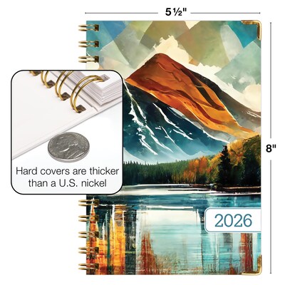 2026 Global Printed Products 5.5" x 8" Weekly & Monthly Planner, Paperboard Cover, Lake View (FSHN-CY26-58-82)