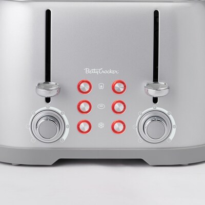 Betty Crocker 4-Slice Pop-Up Toaster, Silver (BC-4624S)